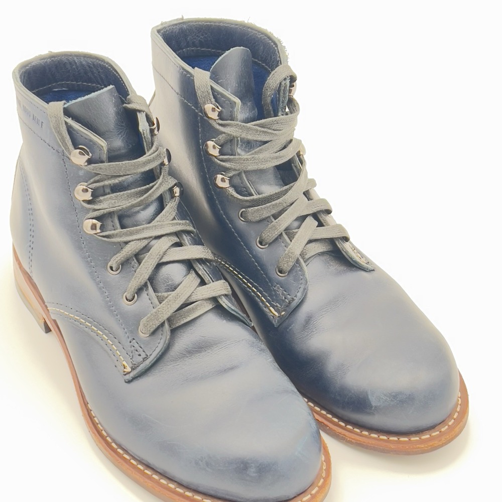 Wolverine 1000 Mile Original Plain Toe Boots Blue Leather Lace Up Men's Size 9.5